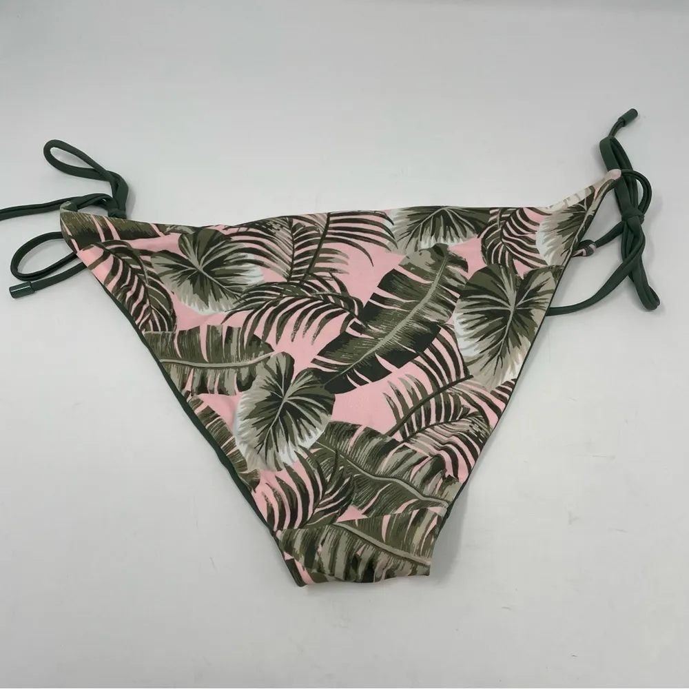 Lands’ End Pink and Green Palm Tree Print Reversible Bikini Swim Suit Medium - Image 5