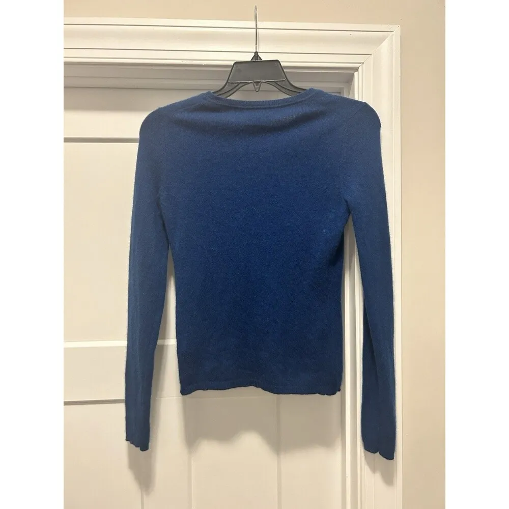 Adrienne Vittadini 100% 2ply Cashmere Blue Crew Neck Sweater Women's Size Medium - Image 3