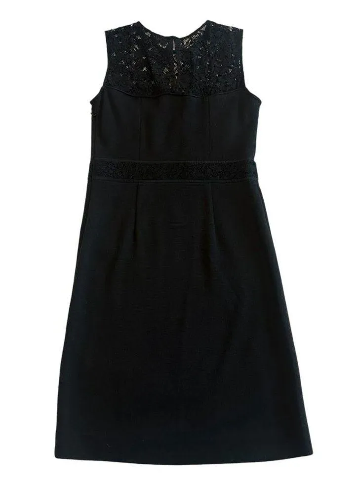 Tory Burch Adriana Black Sleeveless Wool Silk Lace Dress Sheath Size XS Women's - Image 6