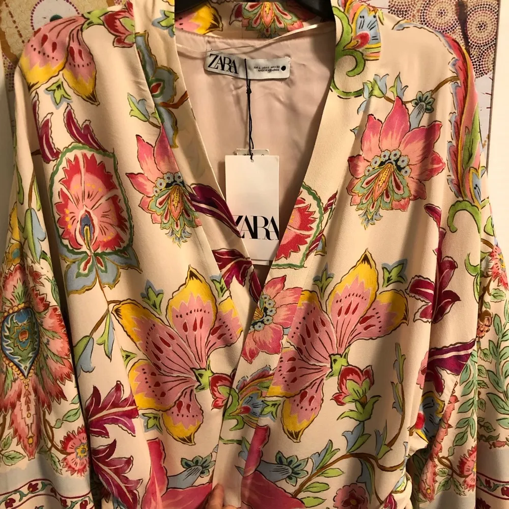 ZARA lined belted kimono Jacket Duster Robe with pockets M - Image 7