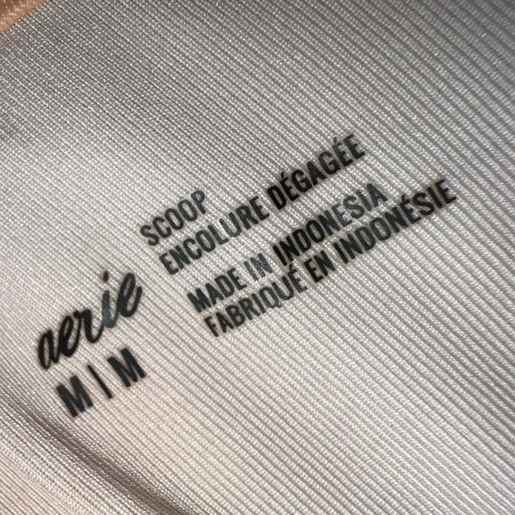 Neutral Striped Two Piece Bikini Set High Waisted Bottoms medium Aerie swimsuit - Image 3