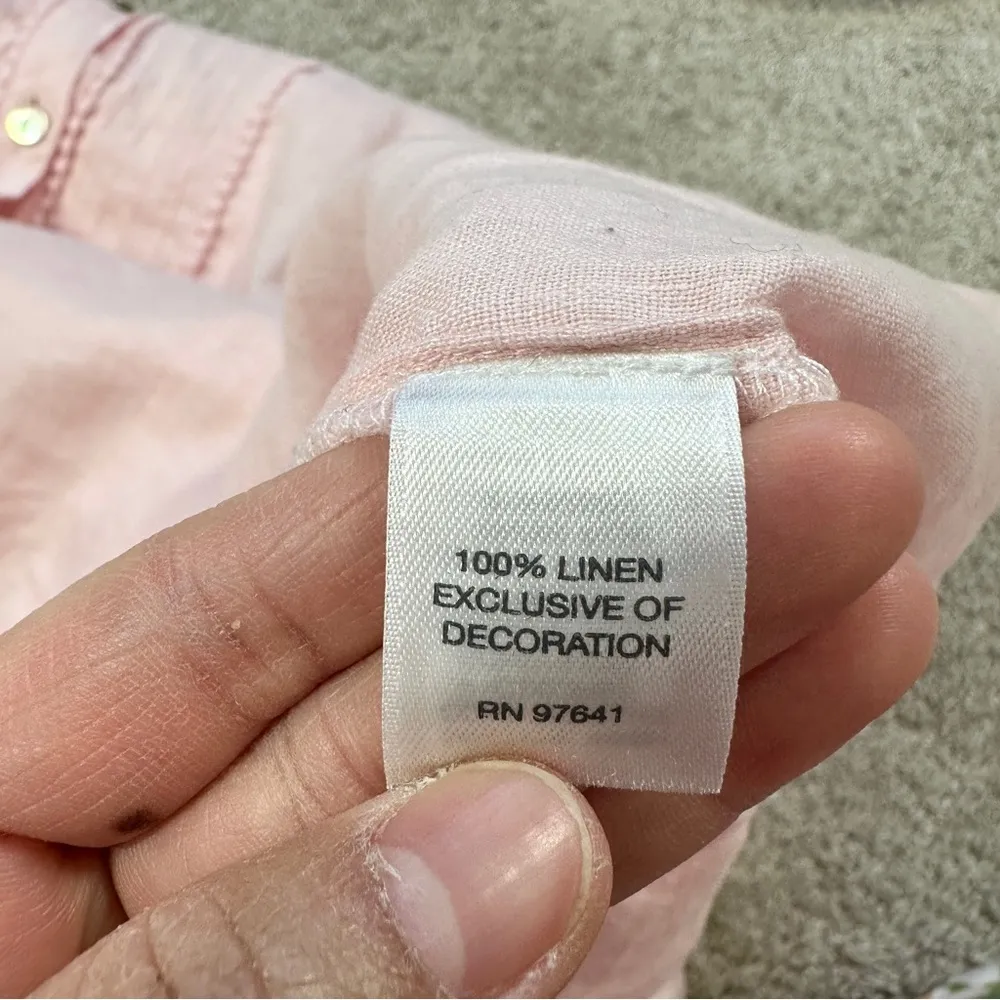 J. Jill Love Linen 100% Linen Pintuck Longsleeve Henley Tunic Top in Pink L Tall Size undefined - Image 10