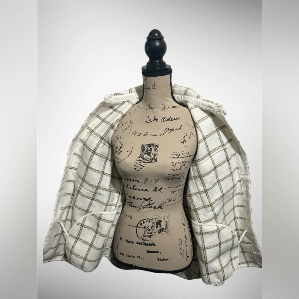 NWT$129  Womens Plaid Puff Sleeve Shirt Jacket Ivory Carsonpane M - Image 8