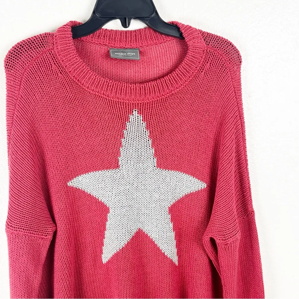 WOODEN SHIPS Star Graphic Long Sleeves Knit Drop Shoulder Sweater Size M/L - Image 6