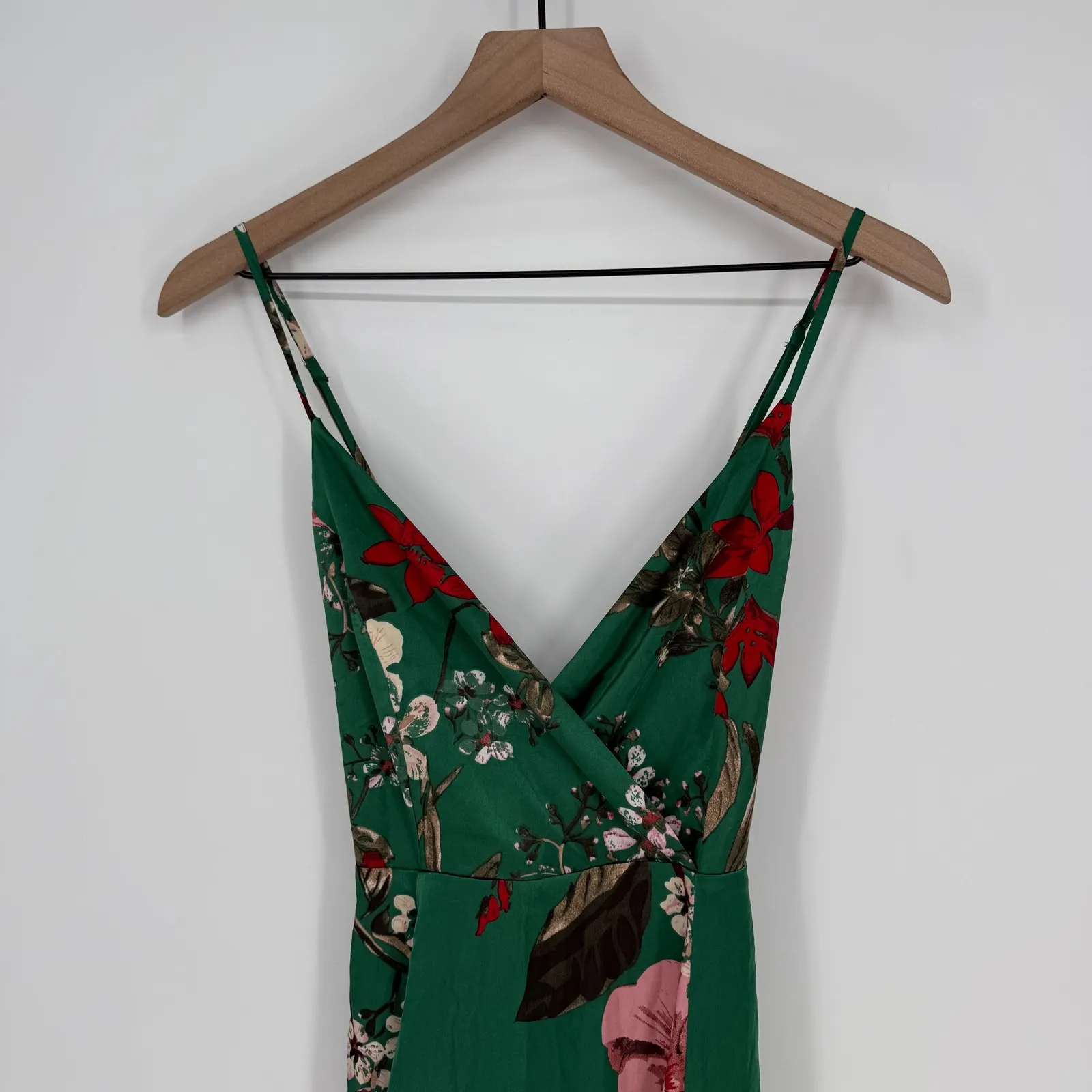 Lulus Still The One Emerald Green Floral Print Satin Maxi Dress Size S - Image 5