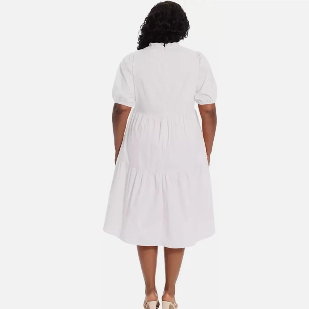 NWT London Times Women's Short Sleeve Ruffle V-Neck Tiered Hi-Low - Image 7