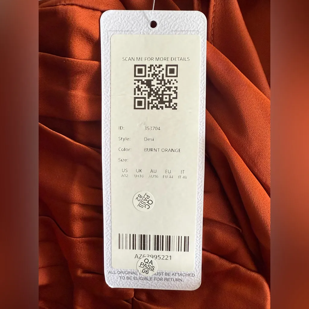 AZAZIE Desi Sheath Halter Corset Stretch Satin Dress Orange Size 12 NWT - Image 10