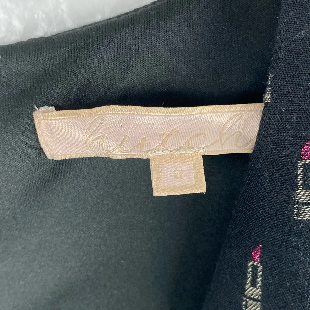 HUTCH Black Novelty Lipstick Print Side Slender Panels V-Neck Dress, Size 6 - Image 3