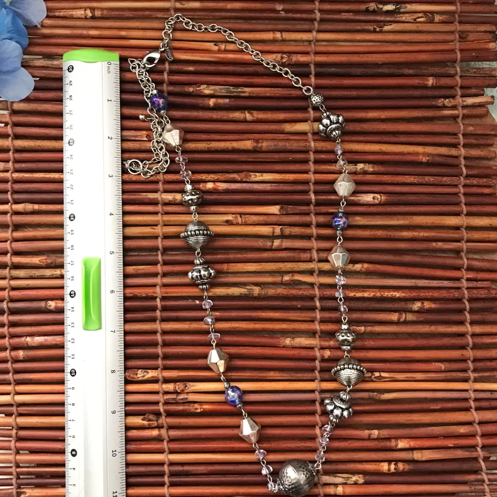 Chico’s Long Silver Tone Beaded Necklace - Image 7