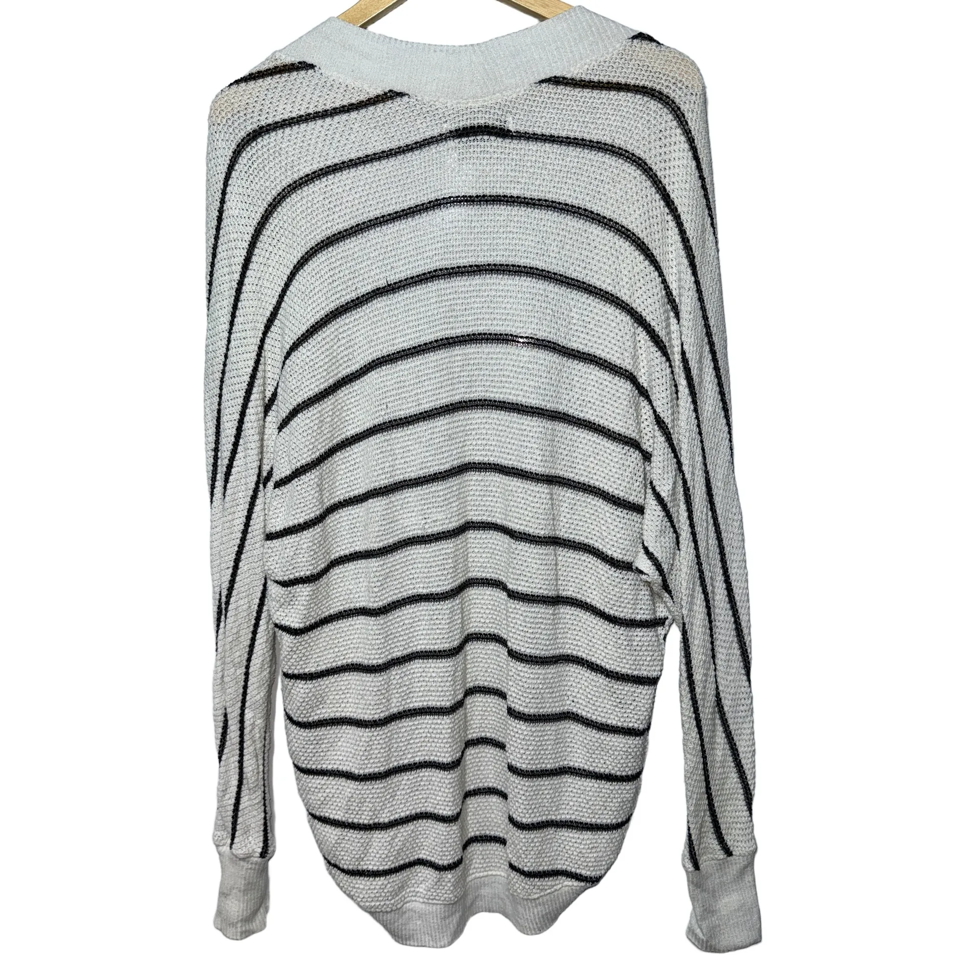 Abercrombie & Fitch White Gray Striped Ribbed Knit Cardigan Sweater Size Small S - Image 3