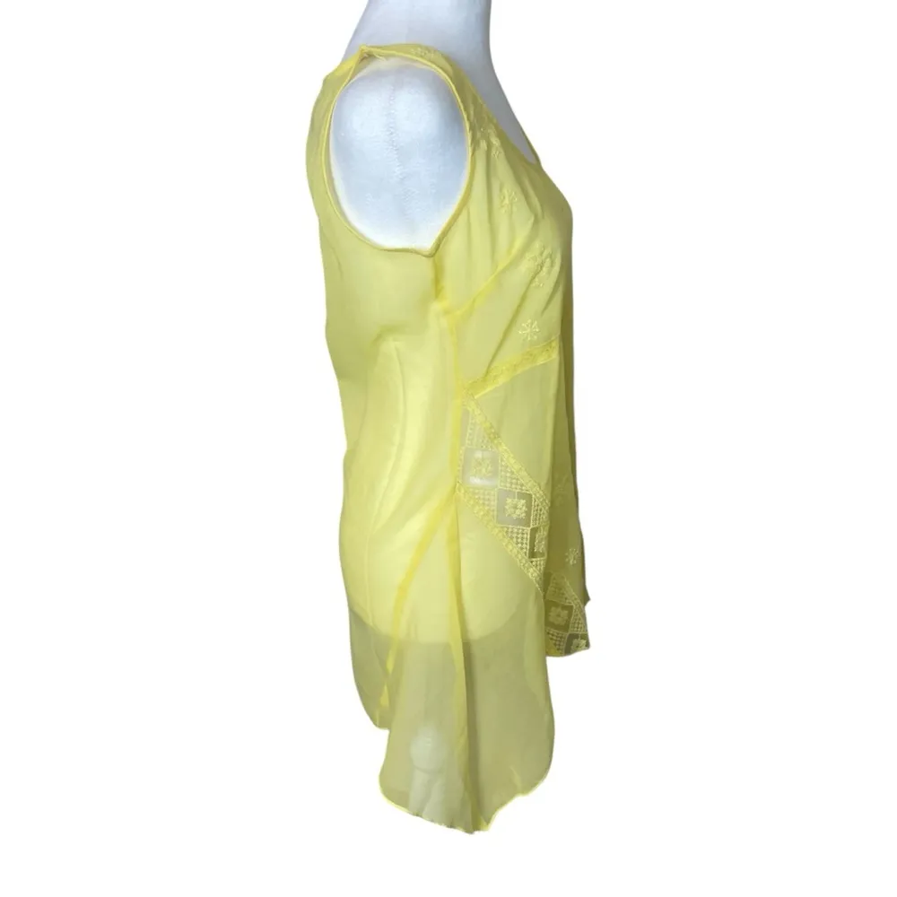 Young Threads Butter Yellow Embroidered Chiffon Sleeveless Blouse Fairy Medium - Image 3