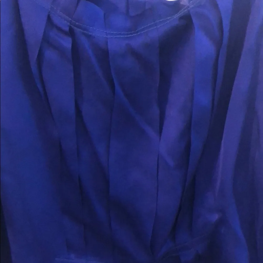 J Crew Royal Blue‎ Silk Pleated Tank Top Women Size 8 Minimalist Glam Workwear - Image 2