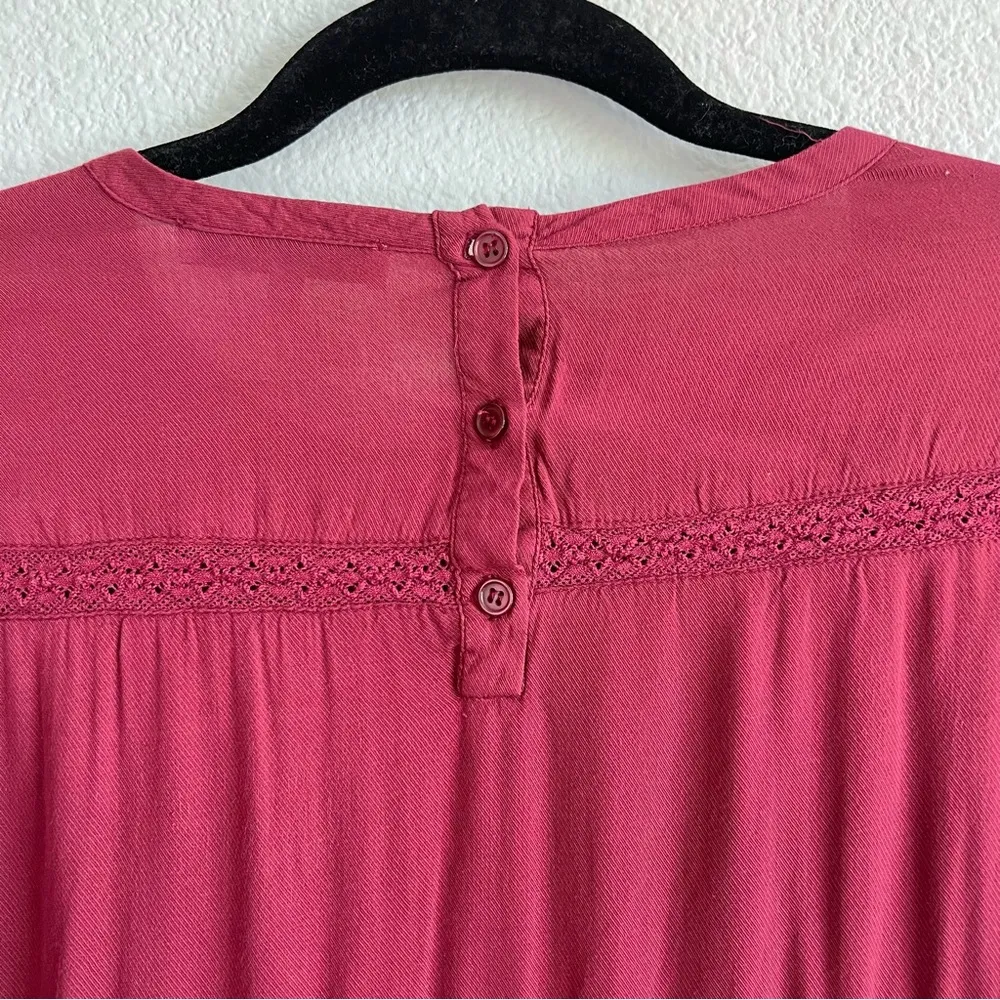 RO&DE Womens Burgundy Tiered Lace Blouse - Image 6