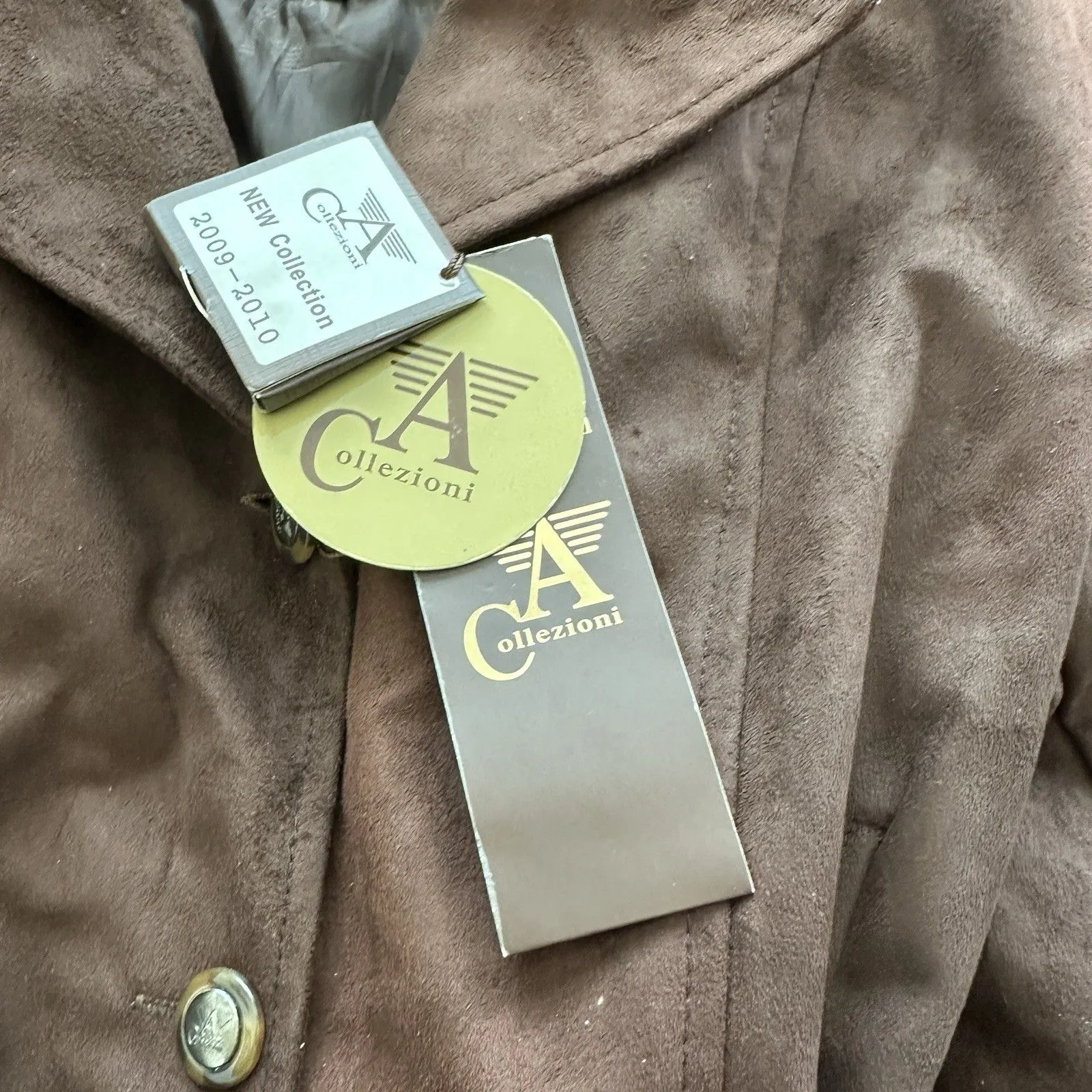 A Collezioni Suede chocolate brown leather  jacket coat women's M NEW - Image 4