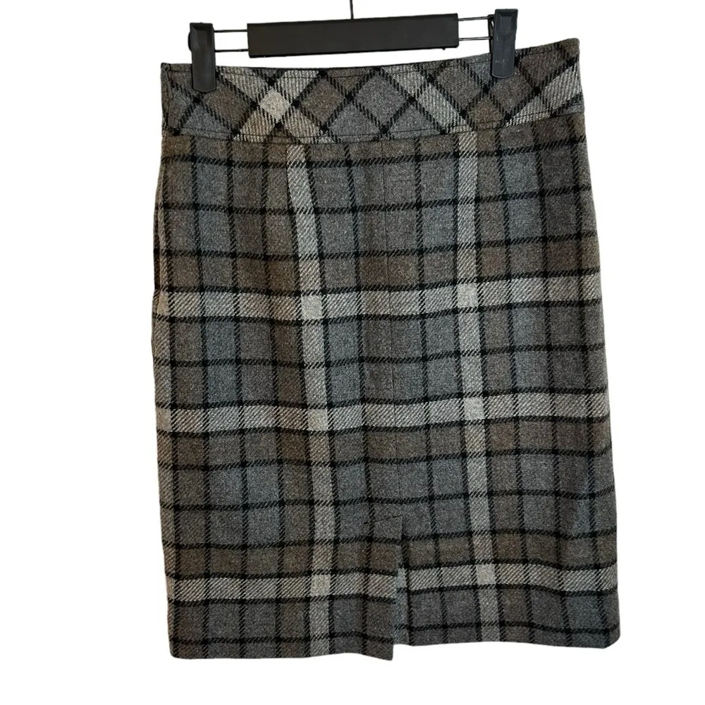 LL BEAN GRAY PLAID WOOL SKIRT Size 4 - Image 2