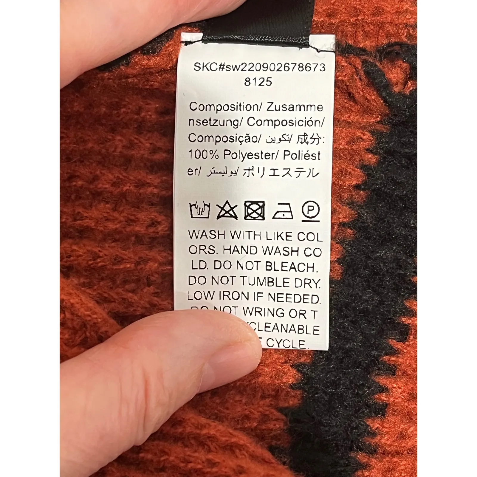 Chunky cozy oversized SHEIN Orange Black Striped Knit Cardigan Sweater Women M - Image 5