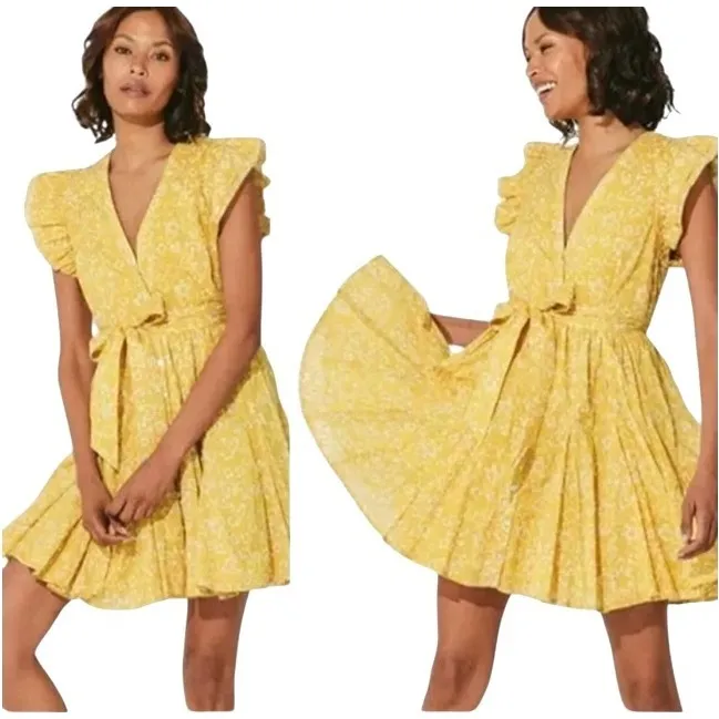 Cleobella Dress‎ Women Small Yellow Cassia Floral Organic Cotton Zia Mini Boho - Image 2