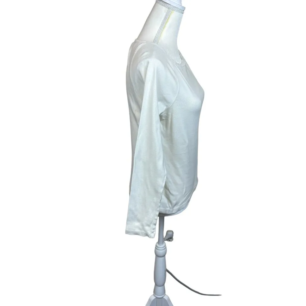 cropped blouse, size Medium, long sleeves, beaded, casual, lightweight - Image 4