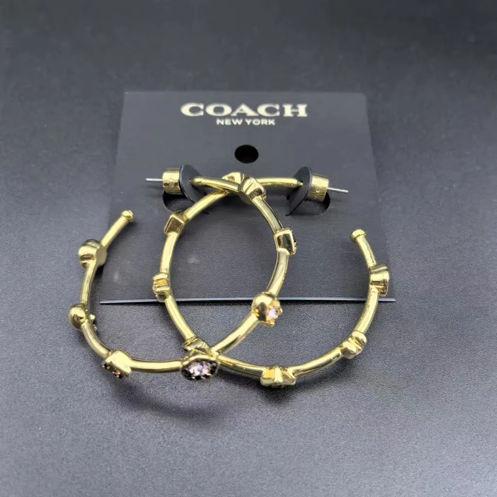 Coach Signature Stone Hoop Earrings - Image 3