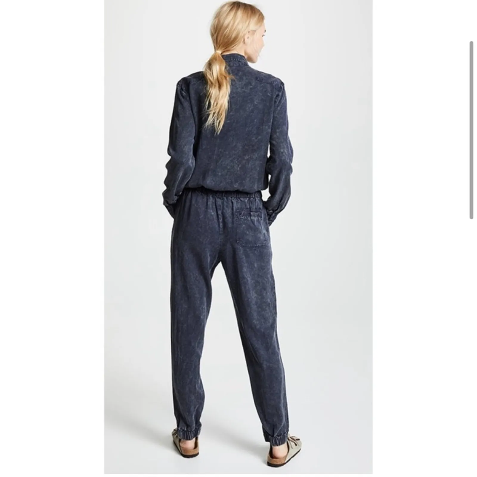 Young Fabulous & Broke Everest Twill Navy Blue Long Sleeve Tie‎ Front Jumpsuit L - Image 2