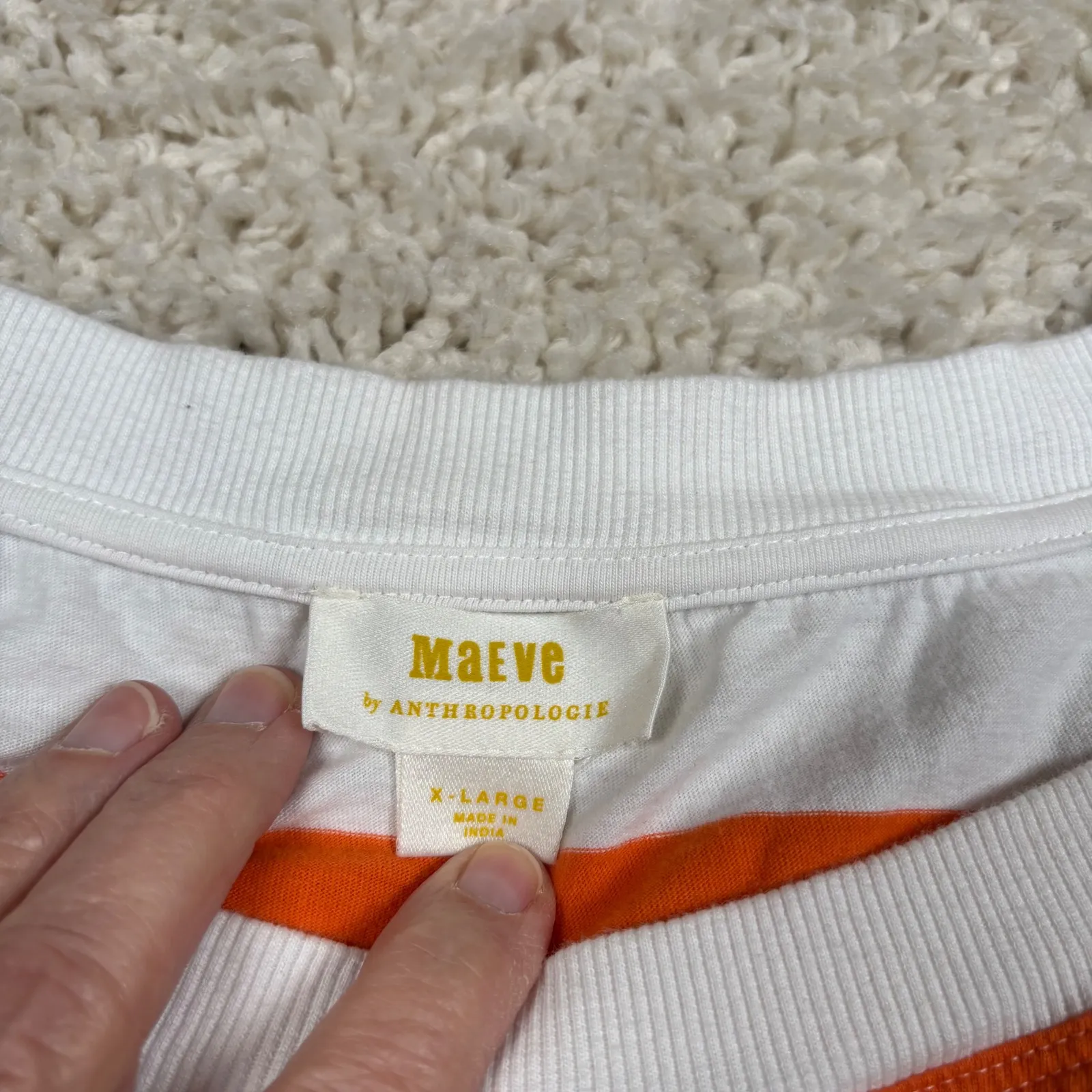 Maeve by Anthropologie Orange White Striped Cropped Tie Front Top XLarge Size XL - Image 8