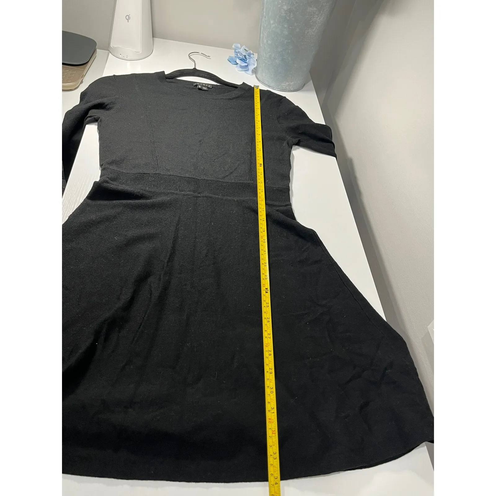 Theory Black wool blend Knit Sweater Dress Long Sleeve Crew Neck Size M - Image 7