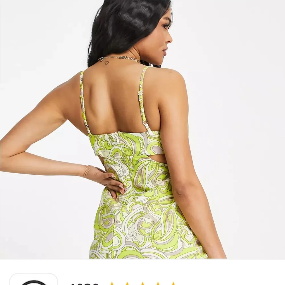 ASOS DESIGN knot front cut out mini sundress 60s swirl print lime green Pucci - Image 3