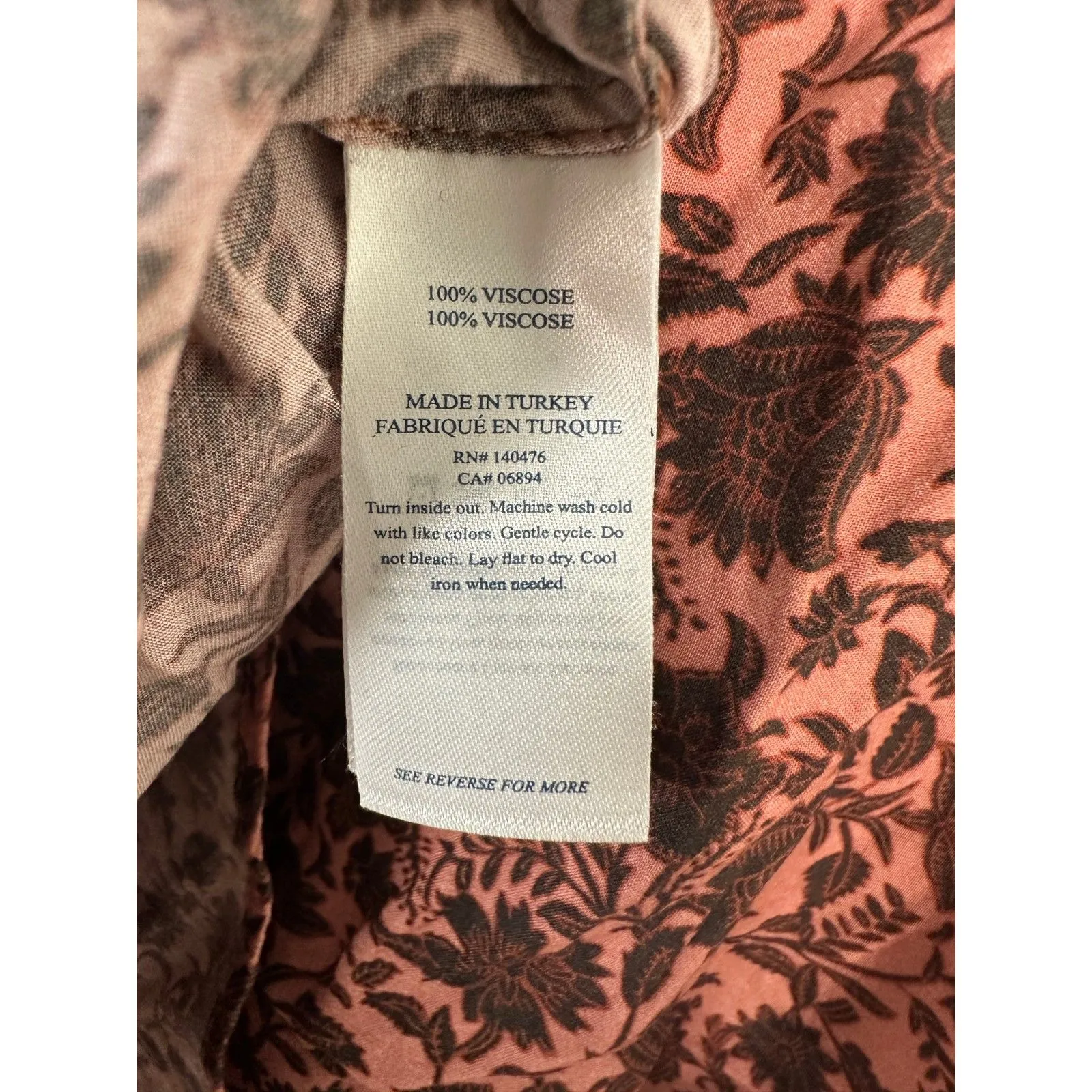 Faherty Portia Montserrat Floral Pink Burgundy 3/4 Sleeve Blouse Size Small - Image 3