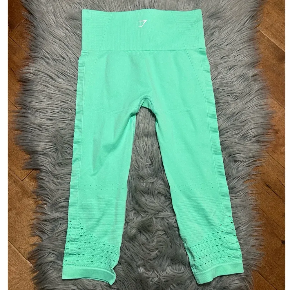 Gymshark Energy Seamless Laser Cutout Leggings Mint Green Size Small - Image 2