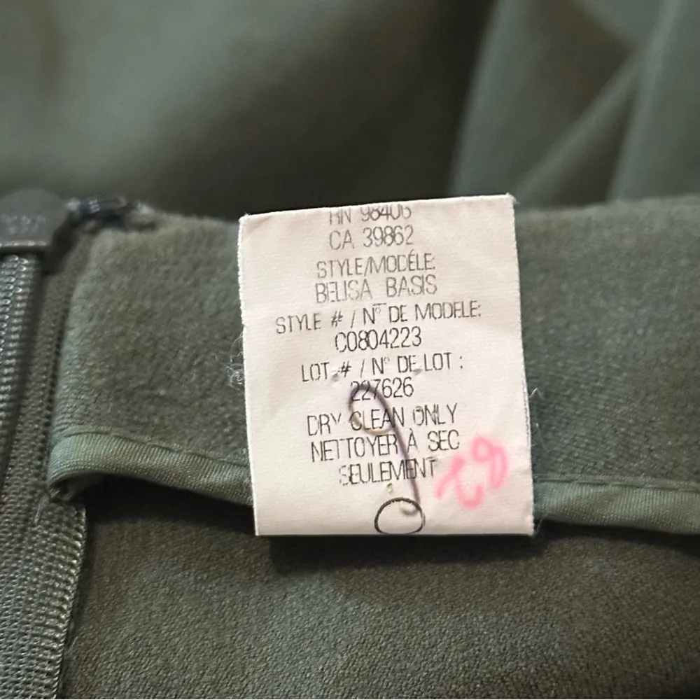 Theory Women’s Size 10 Olive Green Belisa Basis Cotton Stretch Trousers Pants - Image 6