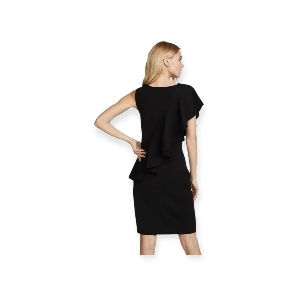Diane Von Furstenberg DVF 𒀭Ruffle Front MIDI Dress 𒀭
Black 𒀭Small 𒀭Cocktail LBD - Image 4