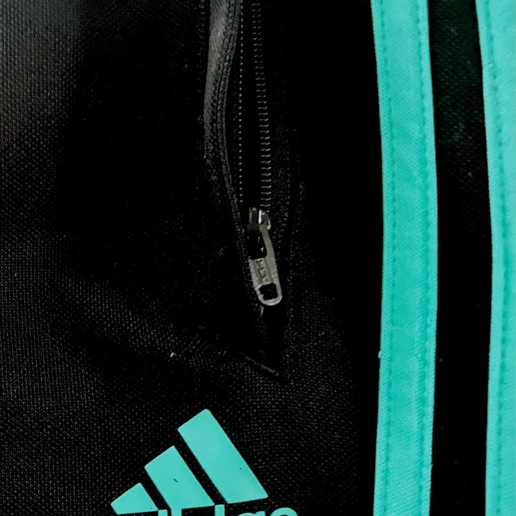 Adidas Black Track & Soccer Sweatpants with Blue / Green Stripes Size M - Image 6