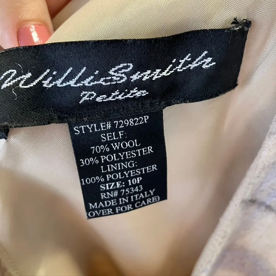 Willi Smith Petite Wool Dress Plaid Sleeveless Beige Purple‎ 10P Career Italy - Image 7
