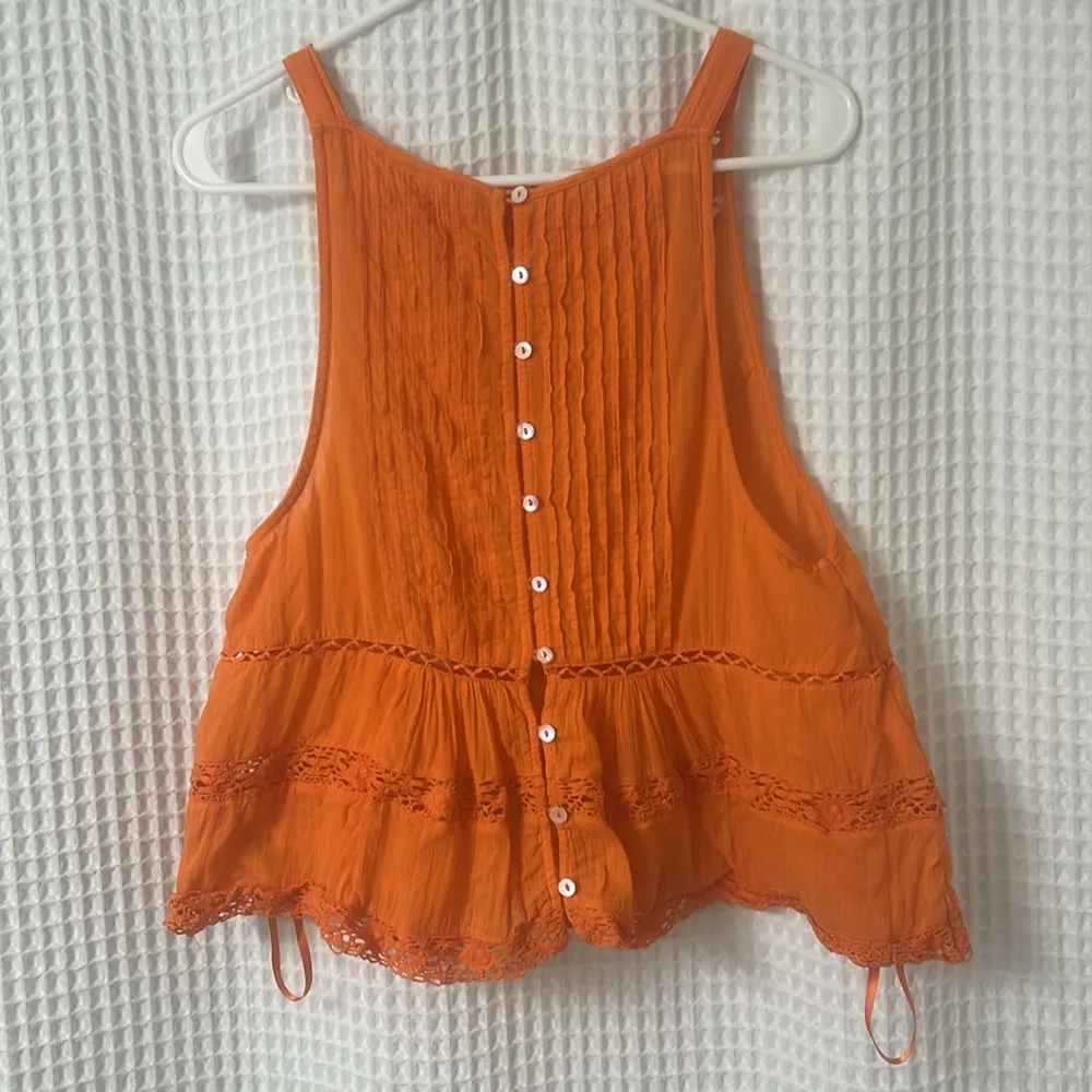 Free People Constant Crush Firecracker Orange Tank Top Small - Image 8