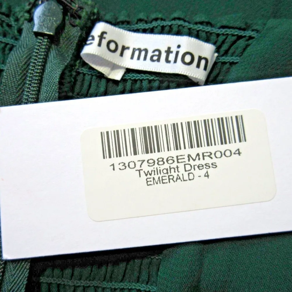 NWT Reformation Twilight in Emerald Green Side Slit Georgette Midi Tank Dress 4 - Image 4