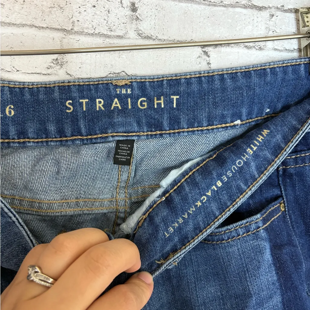 White House Black Market Duo Color Wash Straight Leg Step Raw Hem Jeans - Image 4