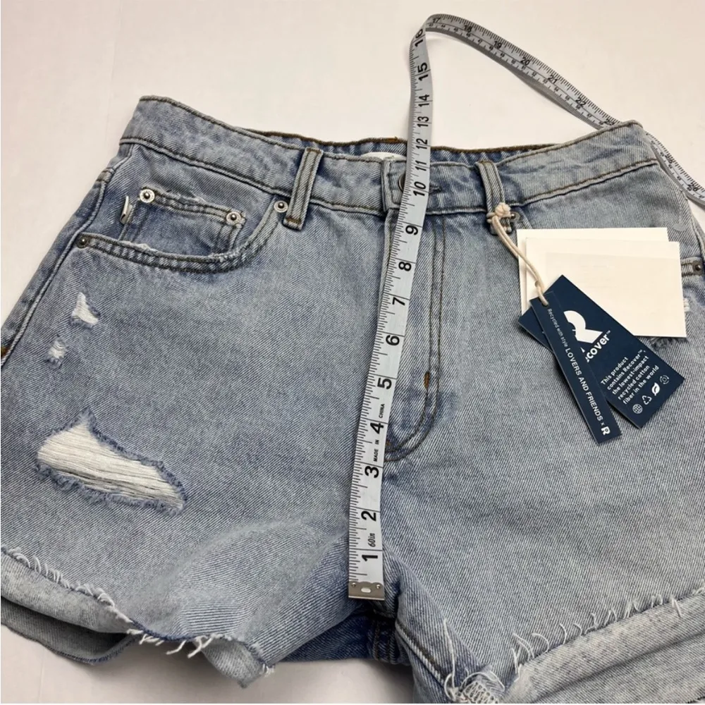 Lovers + Friends Jamie SZ 25 Blue Camellia Denim Jean High Rise Cuffed Short NEW - Image 10