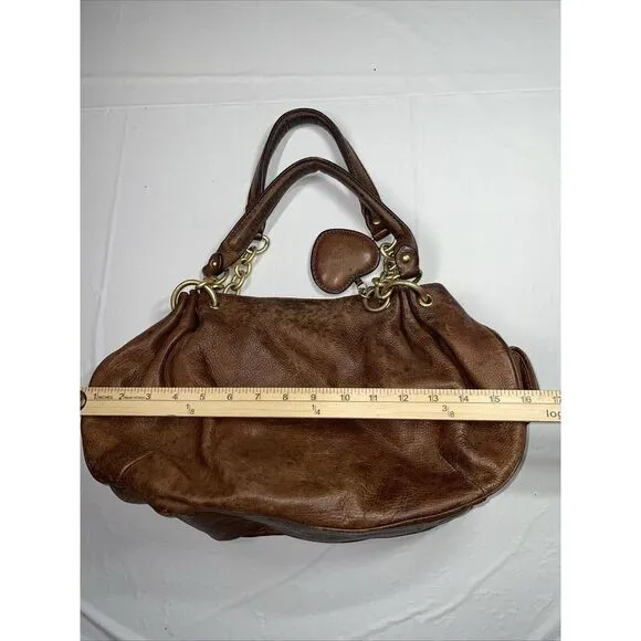 Vintage Y2K Juicy Couture Brown Leather Bag‎ Purse Logo Heart Meduim - Image 16
