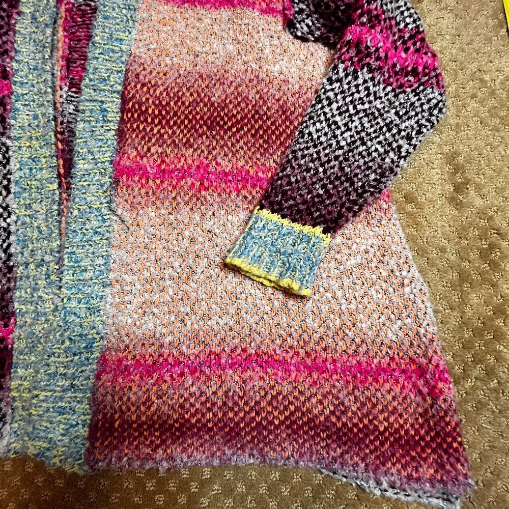 Free People Daydreamer Cardigan Multicolor Orchid Cloud Knit Oversized SZ S - Image 5