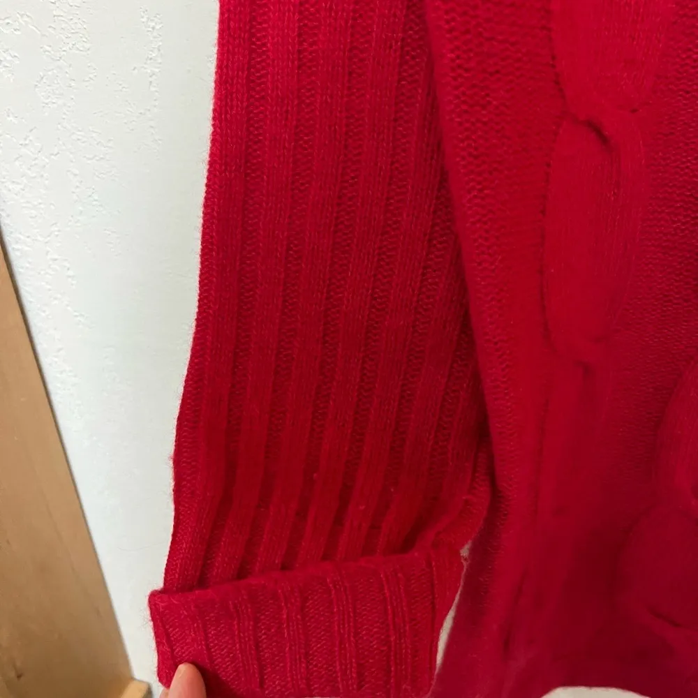 VTG The limited angora wool blend cherry red v-neck cableknit sweater S - Image 7