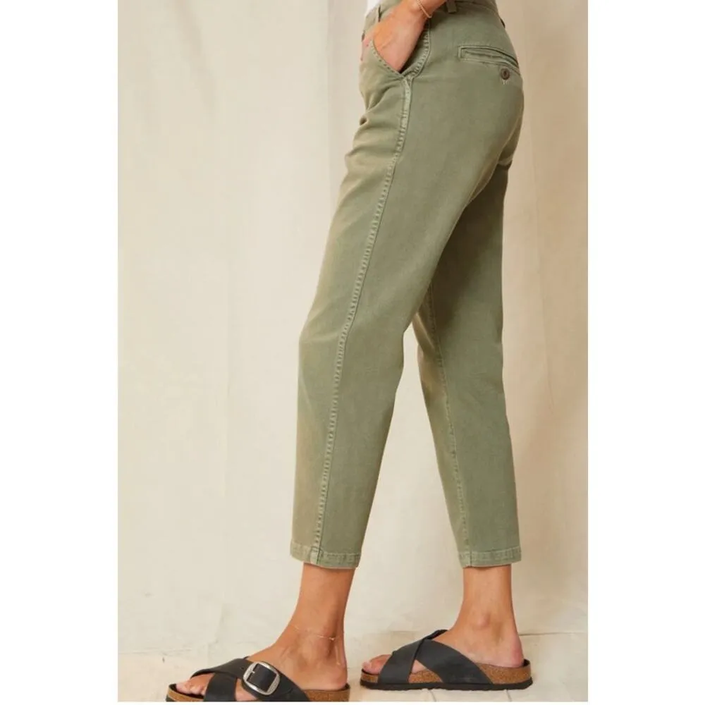 AMO Easy Trouser Straight Leg Chino Pants Crop Size 28 (khaki army surplus) Green - Image 2