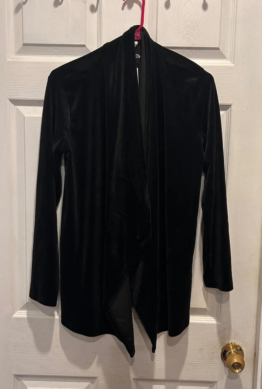 NWT Cable & Gauge Black Velvet Waterfall Cardigan Jacket Duster Womens Medium - Image 1