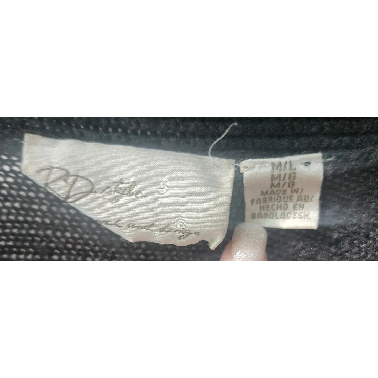 RD‎ Style Poncho Sweater Knit Cowl Neck Layered Hem Gray M/L - Image 3