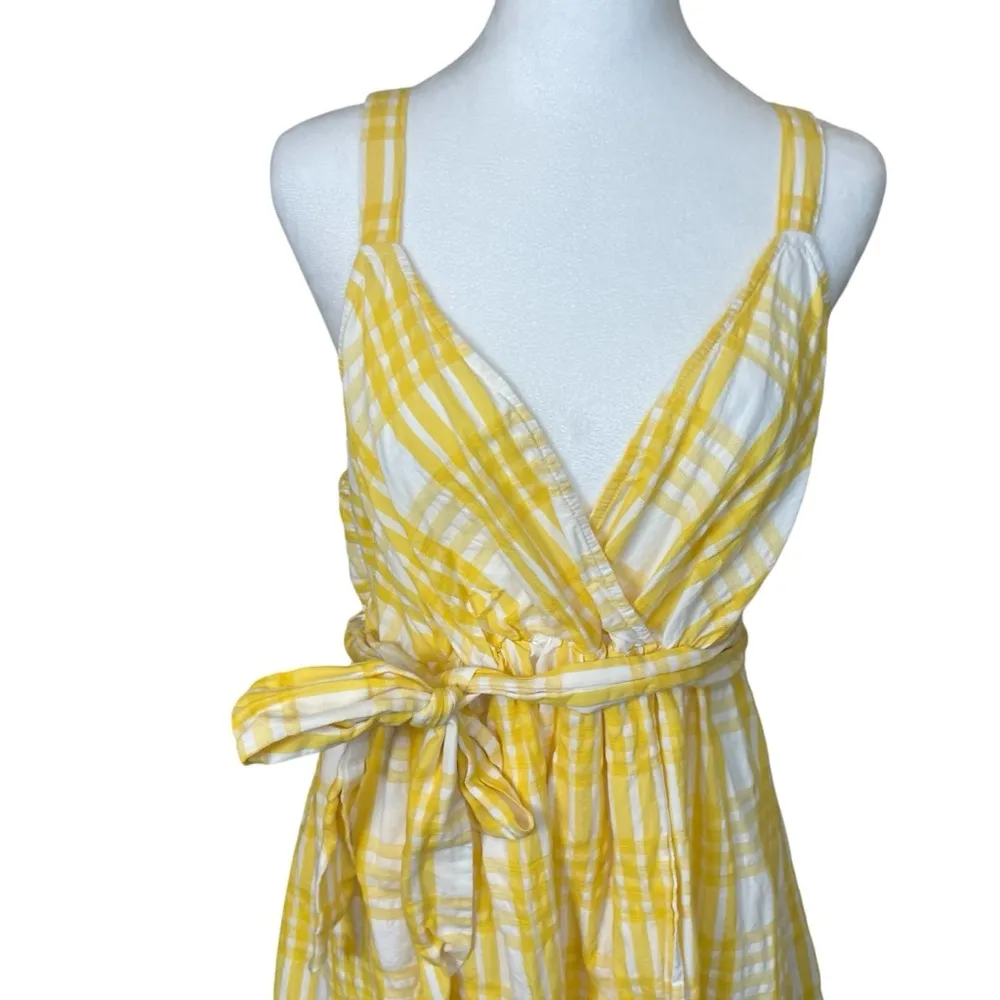 Motherhood Maternity Large Butter Yellow White Gingham Top Summer Picnic Country - Image 3