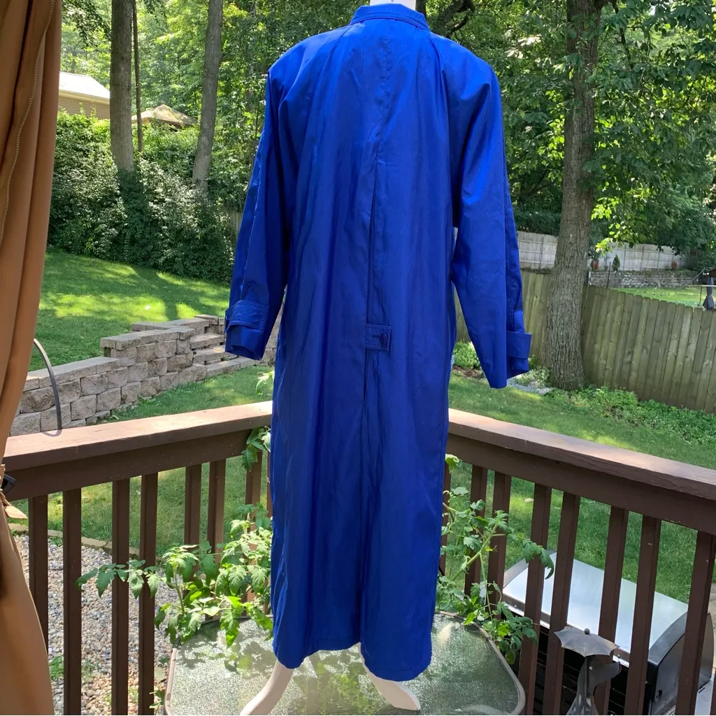 VTG 80s Forecaster Boston Full Length Trench Coat Jacket Size 13/14 Royal Blue - Image 4