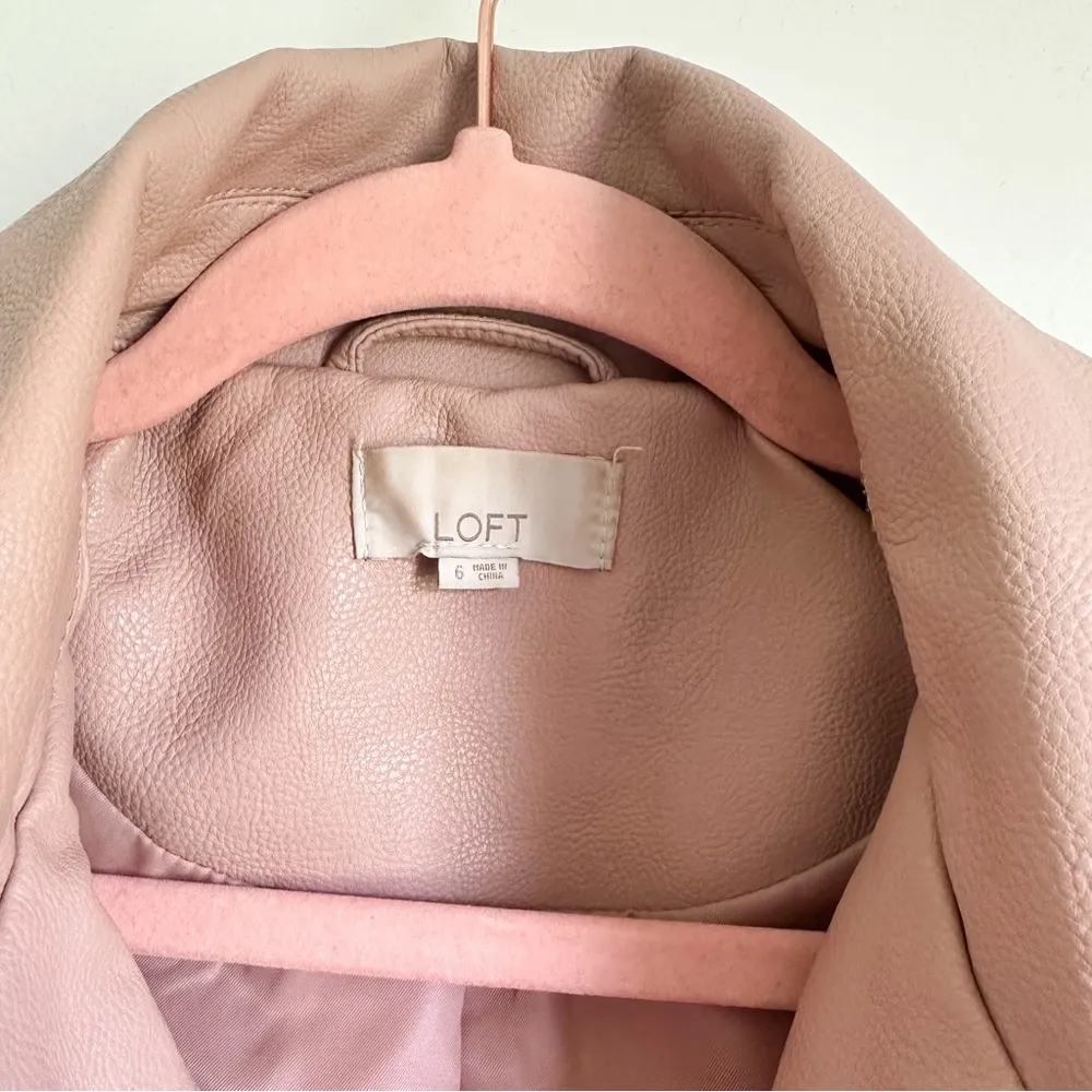 Loft Blush Pink Vegan Leather Moto Jacket sz 6 - Image 15