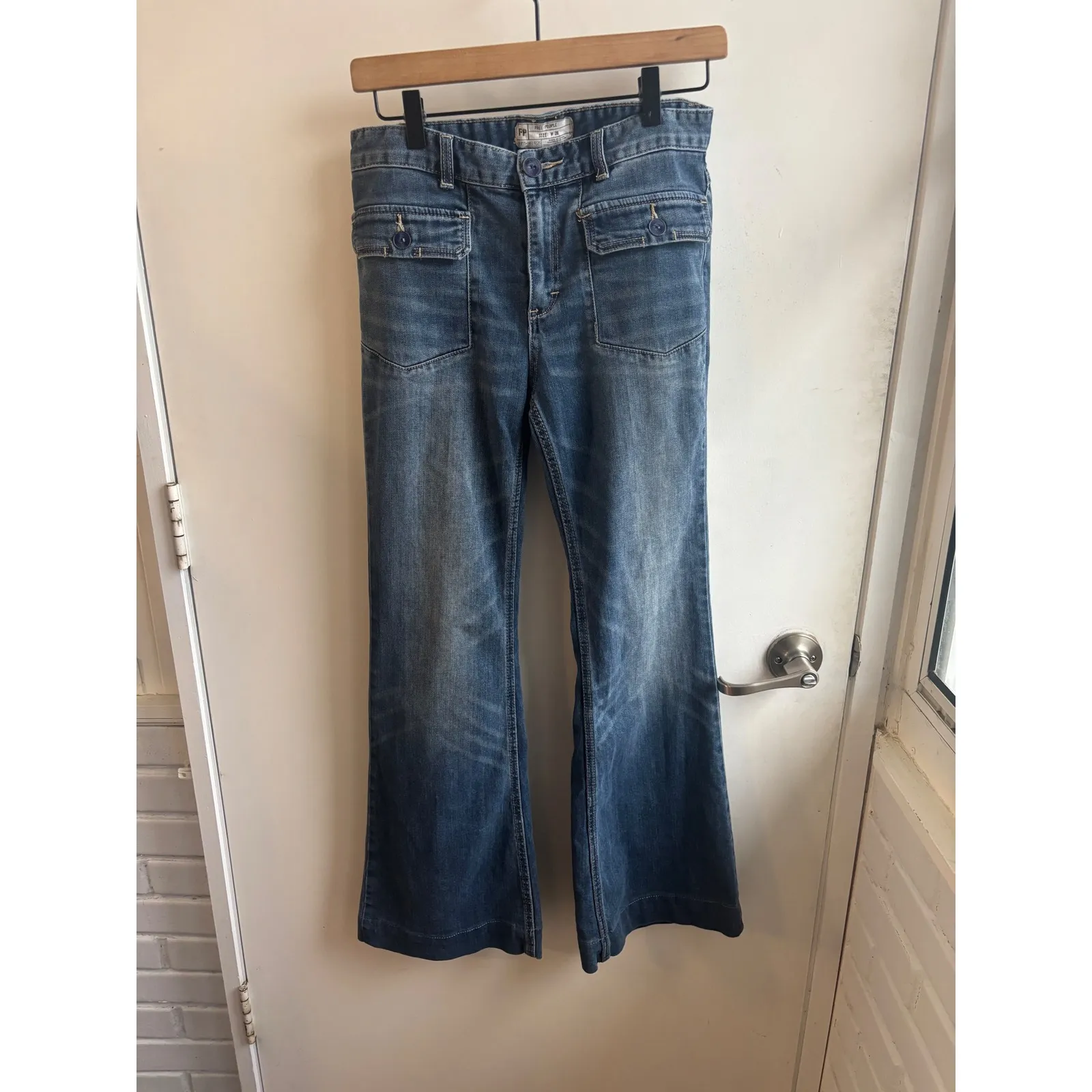 Free People Brette Cropped Wide Leg Jeans 28 boho flare leg retro flattering - Image 2