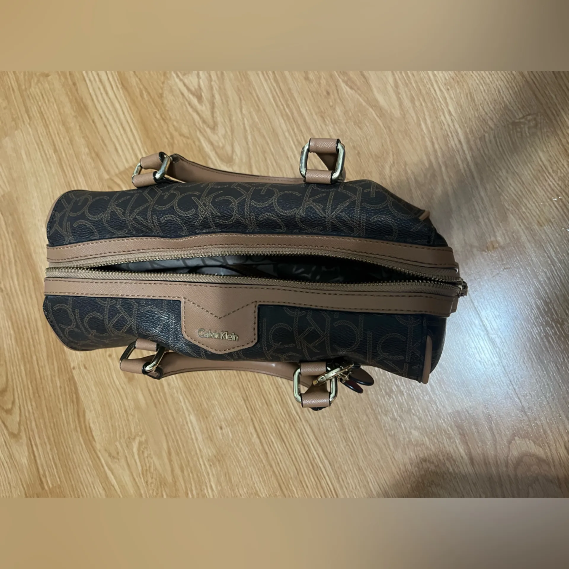 Calvin Klein Brown Monogram Satchel - Image 9