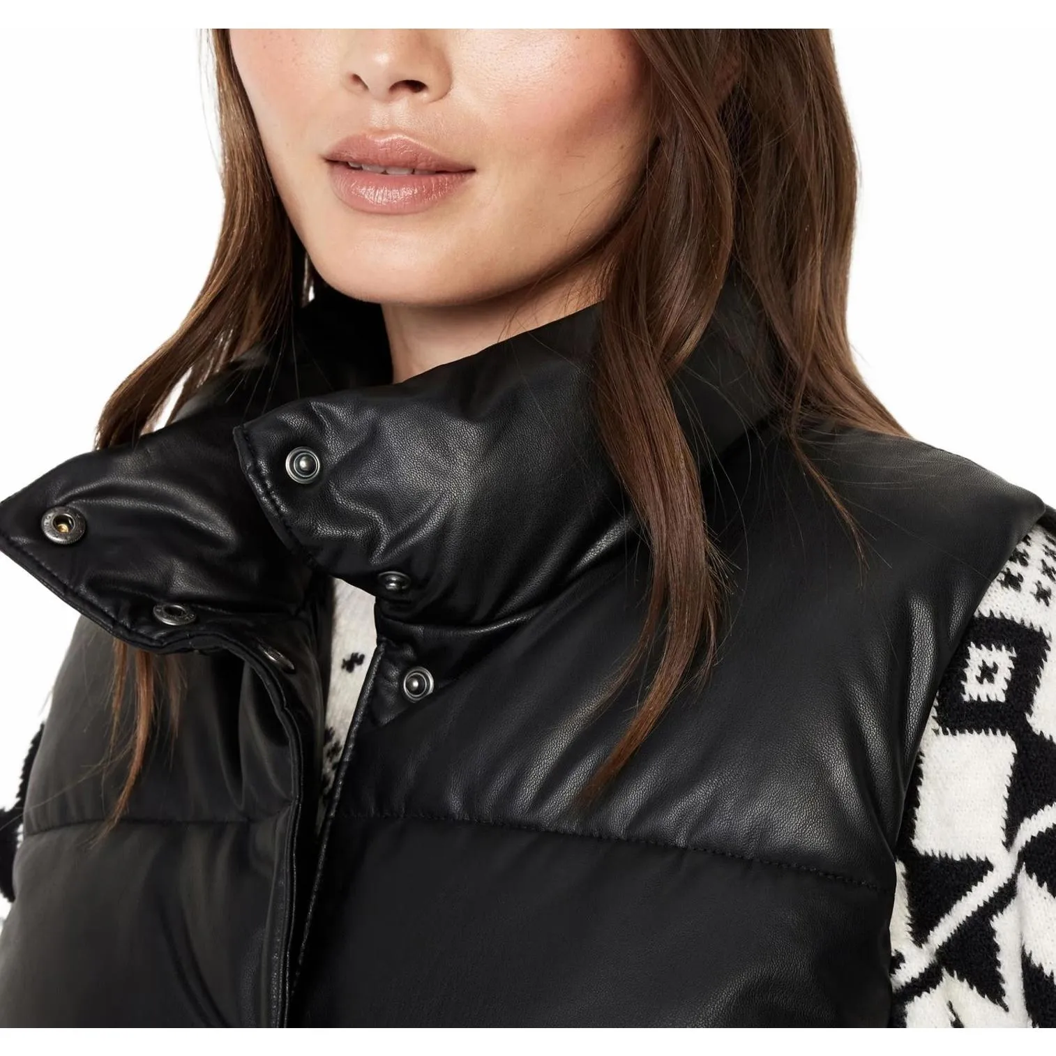 Old Navy Petite Faux Leather Puffer Vest Old Navy Black NWT Size Small Petite - Image 4