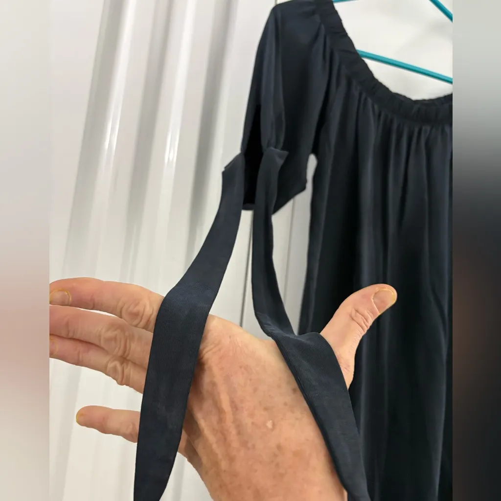 Derek Heart Black Women's Maxi Blouse with Tie Sleeves - Image 2